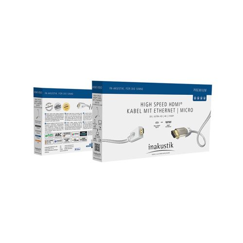 Inakustik HDMI - HDMI micro (pleteni) 0.75m