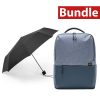 mi bundle automatic umbrella + commuter backpack light blue