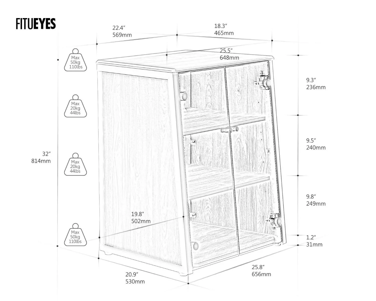 FITUEYES EIFFEL VS AS07 ENCLOSED, walnut