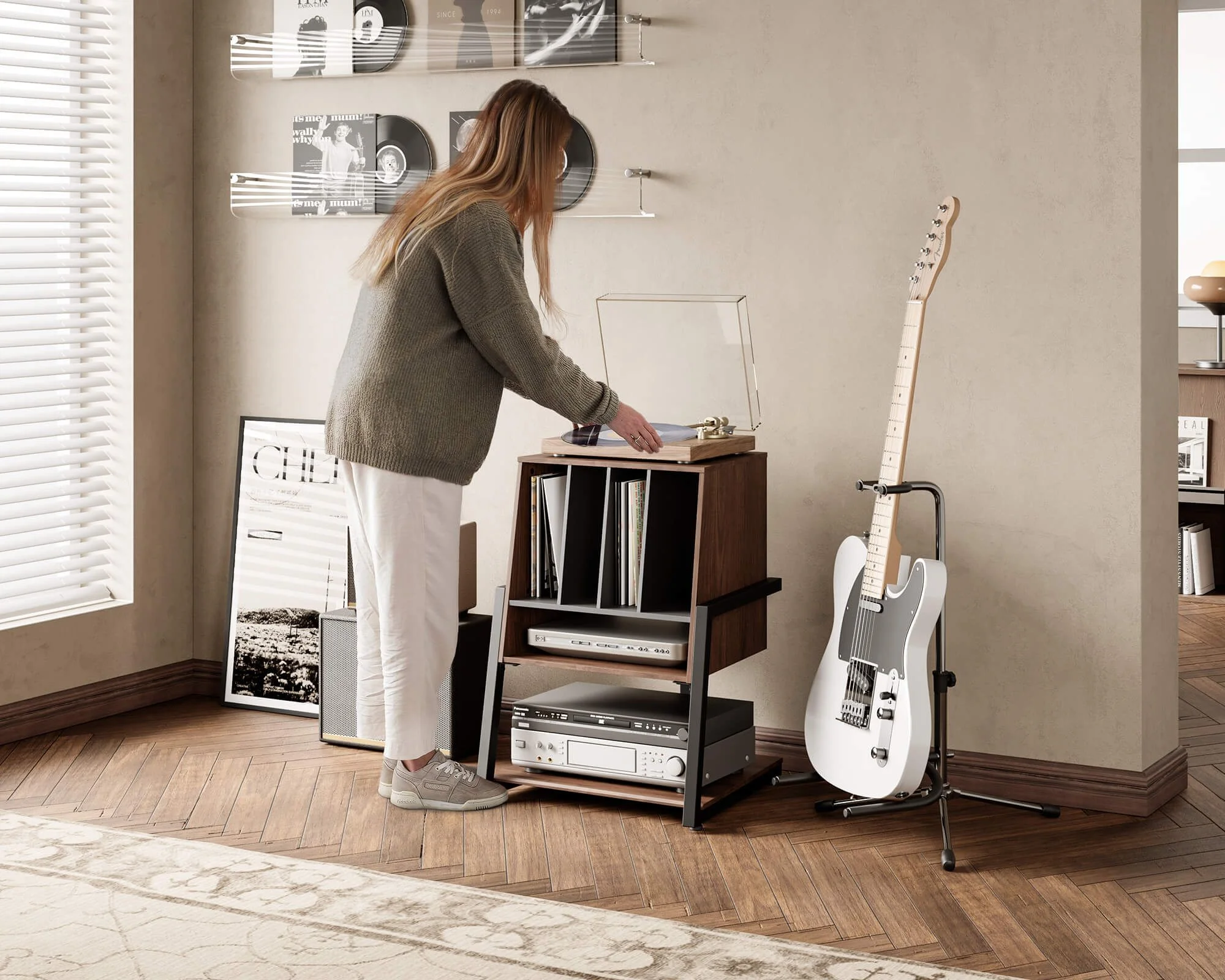 Hi-Fi polica FITUEYES EIFFEL RS05, walnut