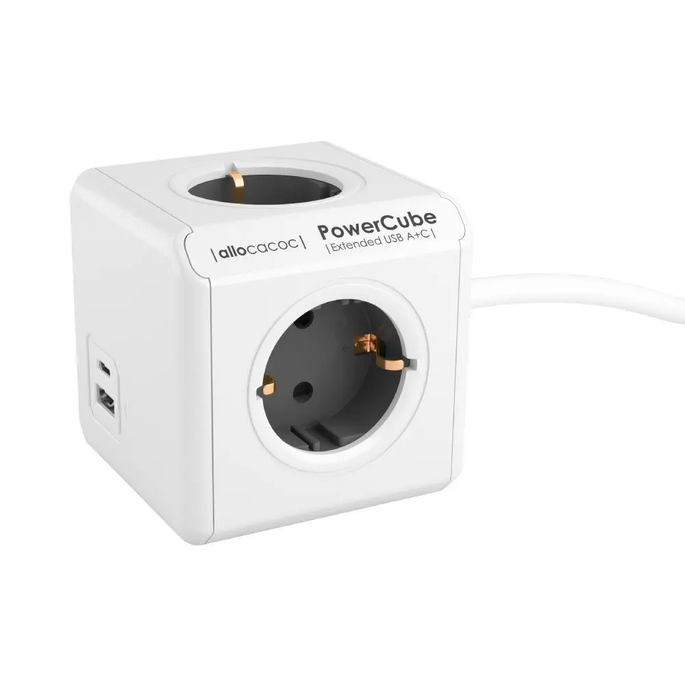PowerCube Extended 1.5m USB A+C, sivi