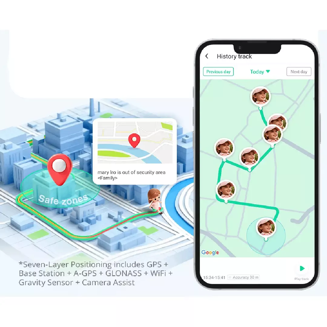 Dječji sat 360 BOTSLAB KIDS E3 PRO, plavi